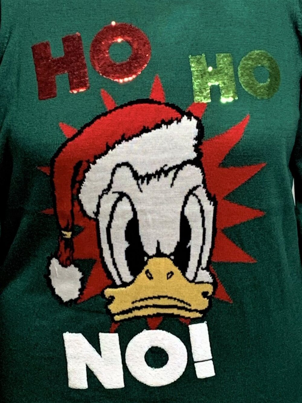 Torrid Ugly Christmas Sweater Disney Donald Duck Ho Ho No! Sequins Plus 3 22 24 - Picture 2 of 4